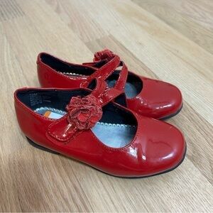 Rachel Shoes Red Patent Faux Leather Flats Sz 10 Girls Kids Toddler Dress Floral